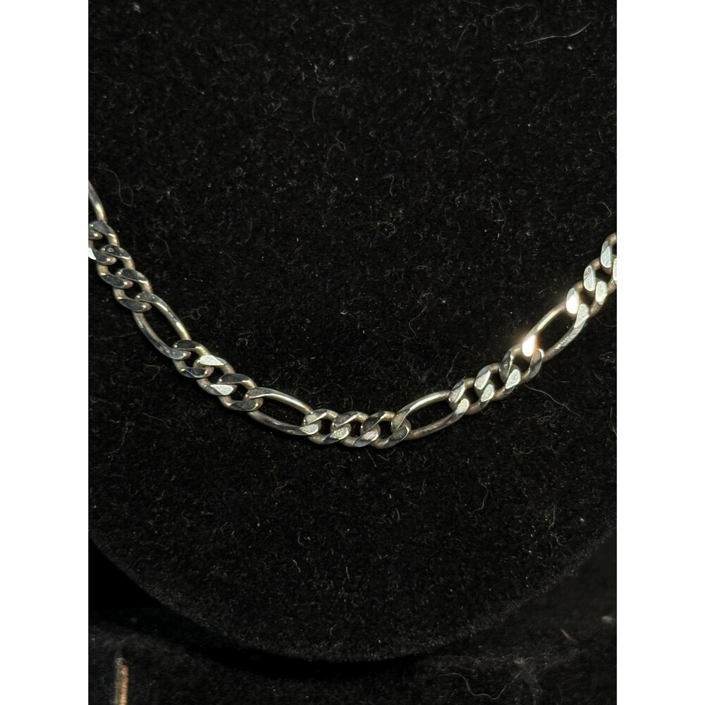 Italian Sterling Silver Figaro Chain Necklace 22"